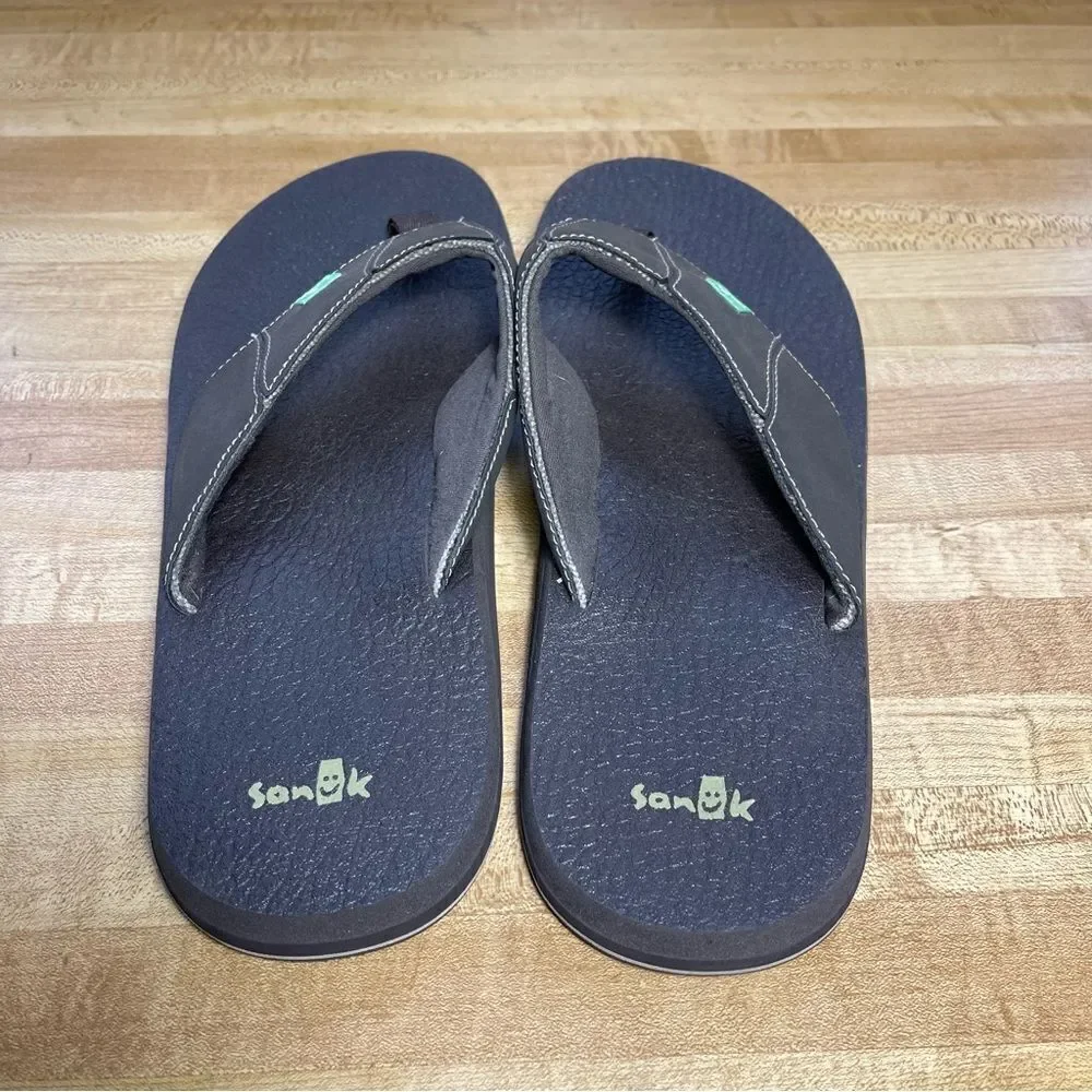 Sanuk Beer Cozy Flip Flop Sandals Mens Size 13 Yoga Mat SMS2893 Brown